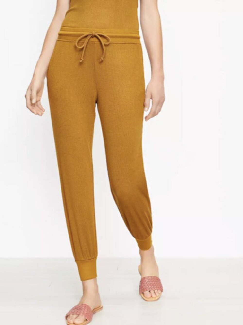 Lou & Grey (LOFT) "Aztec Gold" Drawstring Jogger Pants (L Petite)